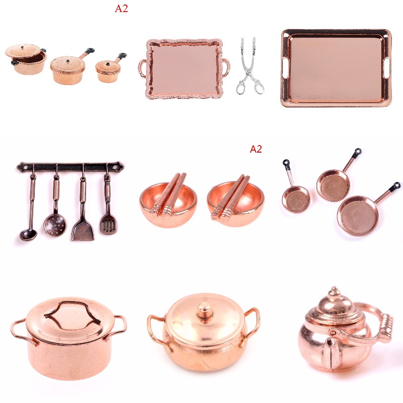 Gaming Kitchen Accessories - 1:12 Ölçekli Dollhouse Minyatür Gül Altın