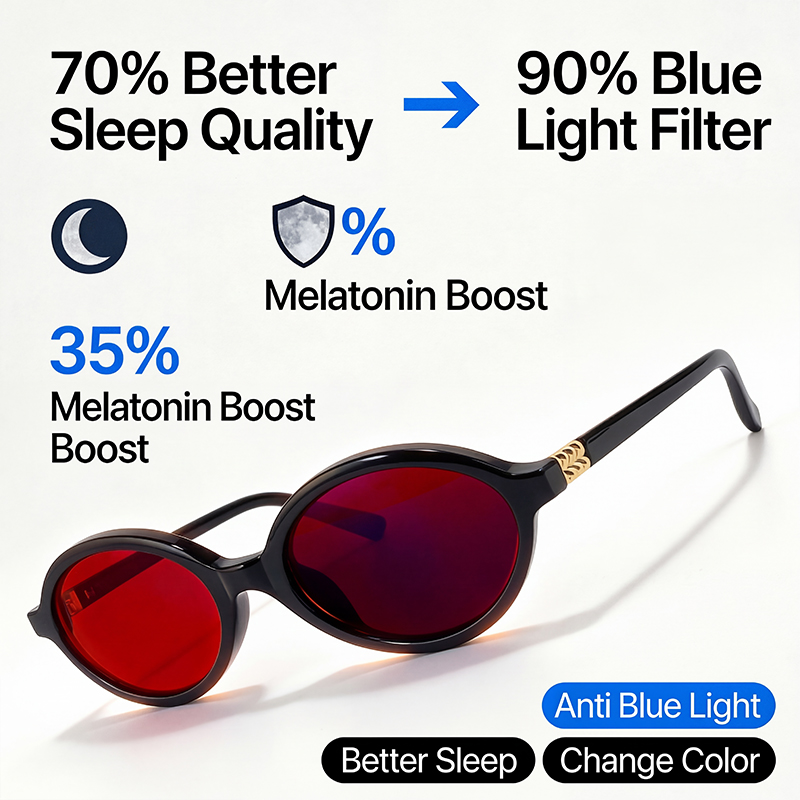 Gaming Glasses Tinted - Anti Mavi Işık Engelleyici Oval Gözlükler