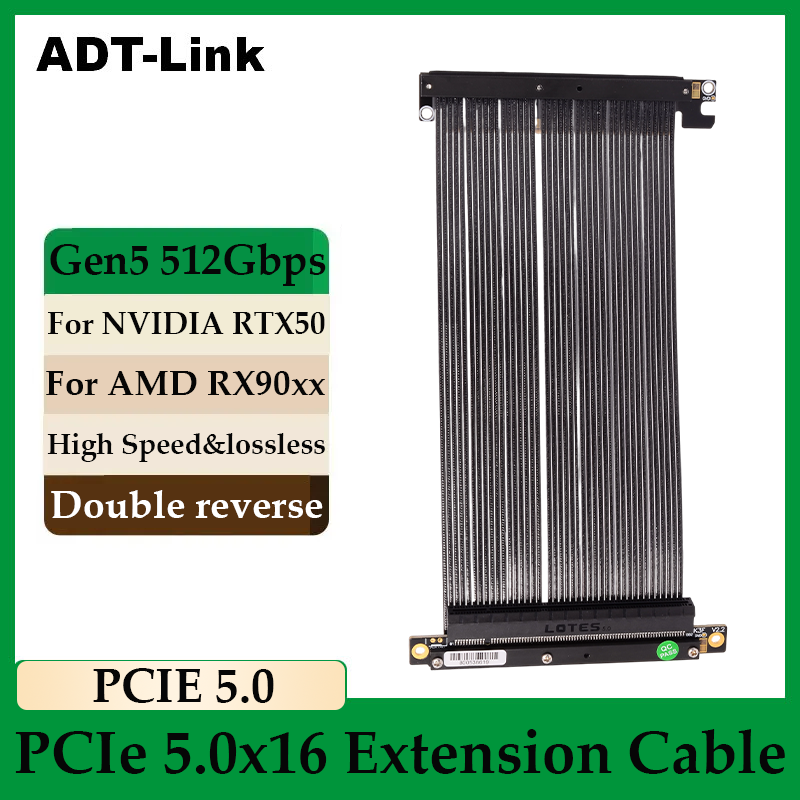 Pcie Extension Cable - ADT-Link PCIe 5.0 x16 Çift Ters