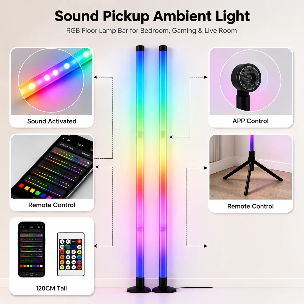 2 Adet 120CM RGB Yer Lambası,  - Gaming Accessories For Bedroom incelemesi ve fiyatı